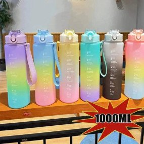 Lazy-loaded 1000ML Colorful Water Bottle - Crediant colors